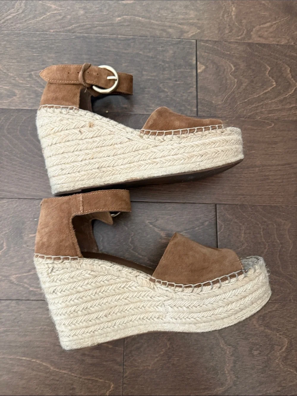Marc Fisher Brown Suede Espadrille Wedge Sandals - Size 8.5